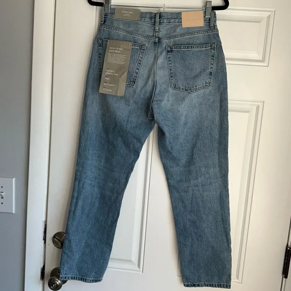 NWT EVERLANE‎ The '90s Cheeky Straight Jean Vintage Sunbleached Blue size 27